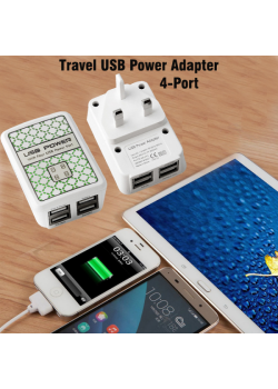 Travel USB Power Adapter, 4-Port, US845